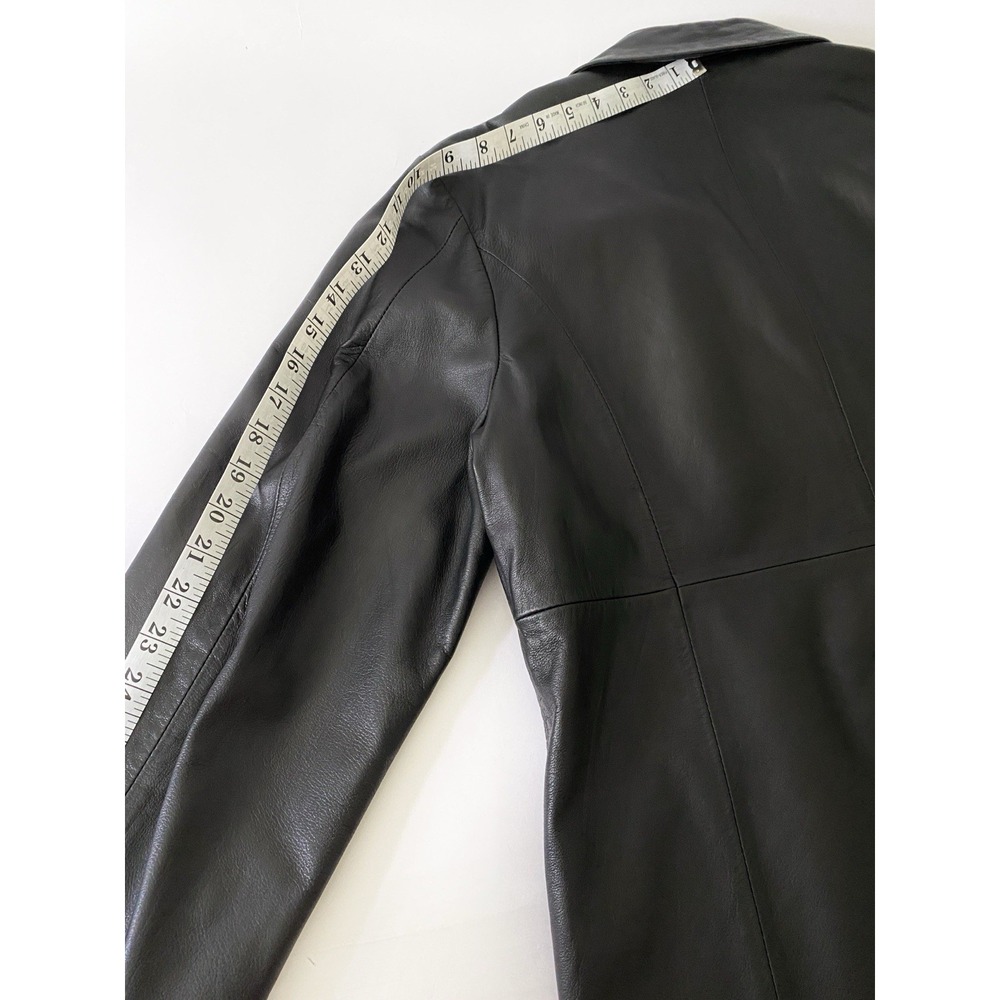 VTG Free Country Black Leather Jacket Women's Large Button Up Lined Streetwear - Picture 12 of 15